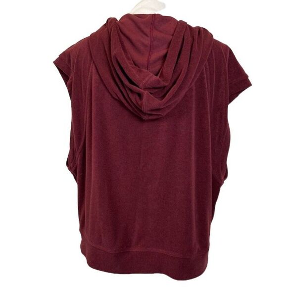 prAna Anillio Active Wear Muscle Hoodie Burgundy Wine Terry Pockets Size Large - Picture 5 of 10